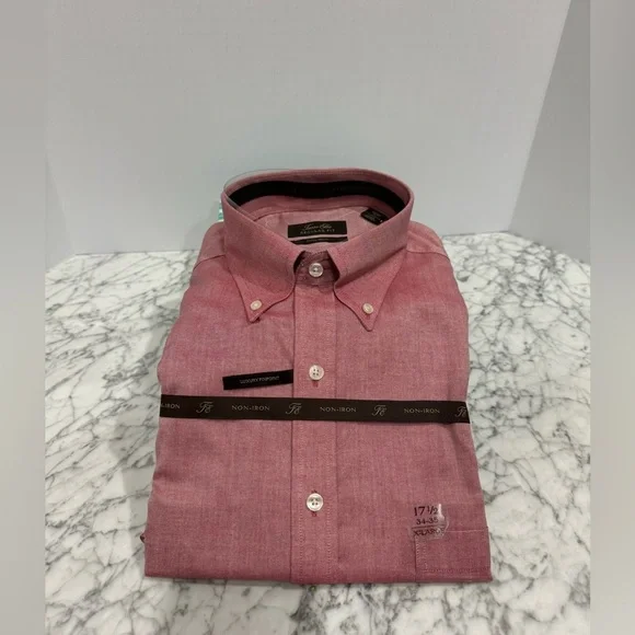 NWT Tasso Elba men’s Egyptian cotton no iron collard shirt 17.3/34 34 xl - Picture 4 of 4